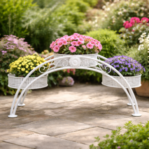 white metal plant stand