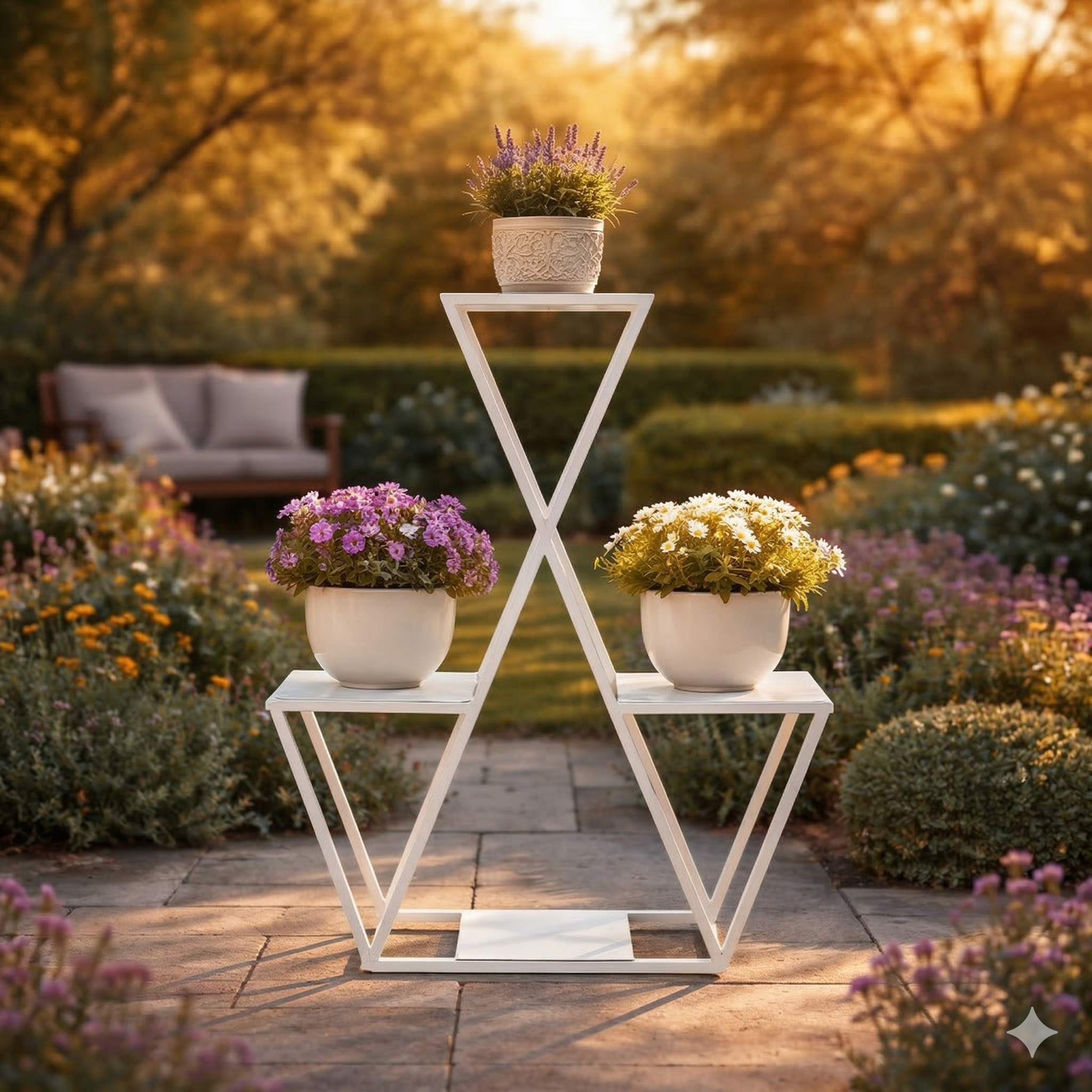 Multi-tier metal plant stand