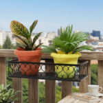 Heart-Scroll Railing Metal Planter Shelf