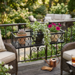 Heart-Scroll Railing Metal Planter Shelf