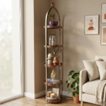 5 Tier Metal Wood Corner Shelf Stand