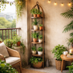 5 Tier Metal Wood Corner Shelf Stand