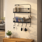 2 Tier Wall Shelf Organizer with Hooks