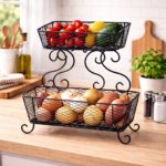 2 tier metal basket organizer
