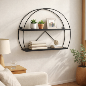 2-Tier Modern Metal Wall Shelf – Stylish Space-Saving Decorative Storage Rack