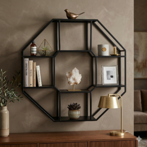 geometric metal wall shelf