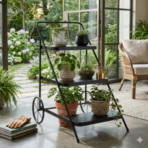 3-Tier Rolling Metal Plant Stand