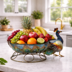 peacock decorative metal fruit basket