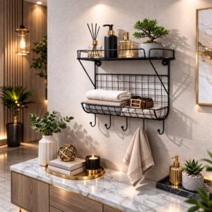 Metal Wall Shelf with Hanger