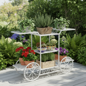 Decorative Trolley Metal Plant Stand