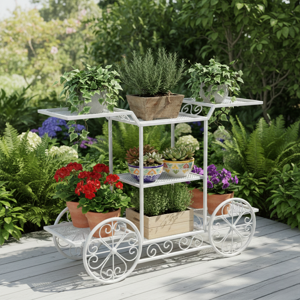 Decorative Trolley Metal Plant Stand