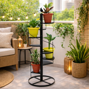 spiral metal plant stand