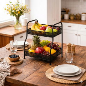 2 tier metal basket organizer