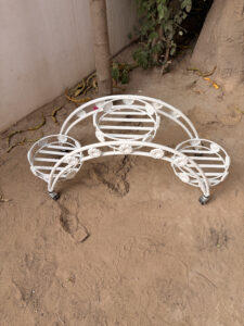 white metal plant stand