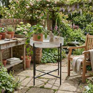 Round Metal Tray Side Table
