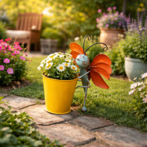 butterfly metal planter pot