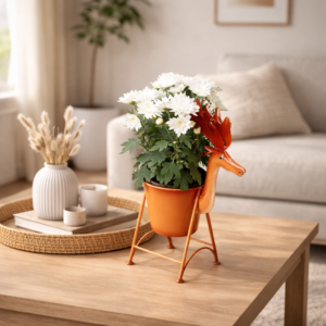 deer metal planter pot