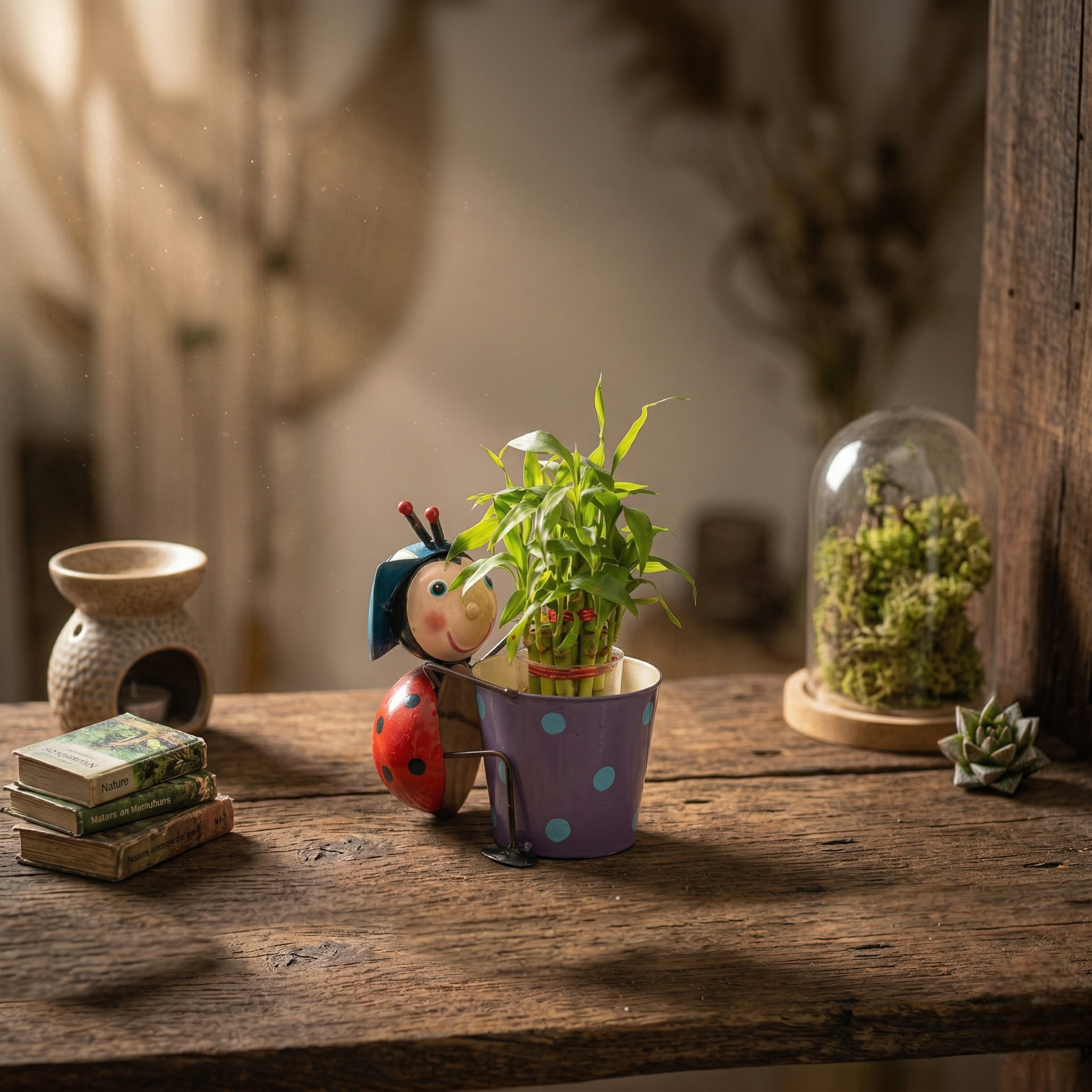 ladybug metal planter pot